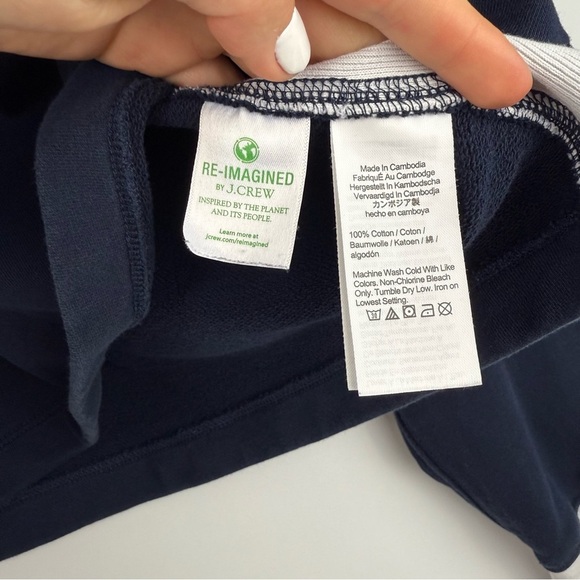 J.Crew Women’s L Navy Colorblock Cotton Sweatshirt – Long Sleeve Pullover - Picture 4 of 9